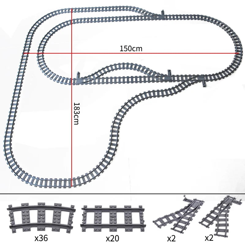 City High-tech Trains Flexible Tracks Forked Straight Curved Rails Crossing Switch Building Block Bricks Creative Toys for kids