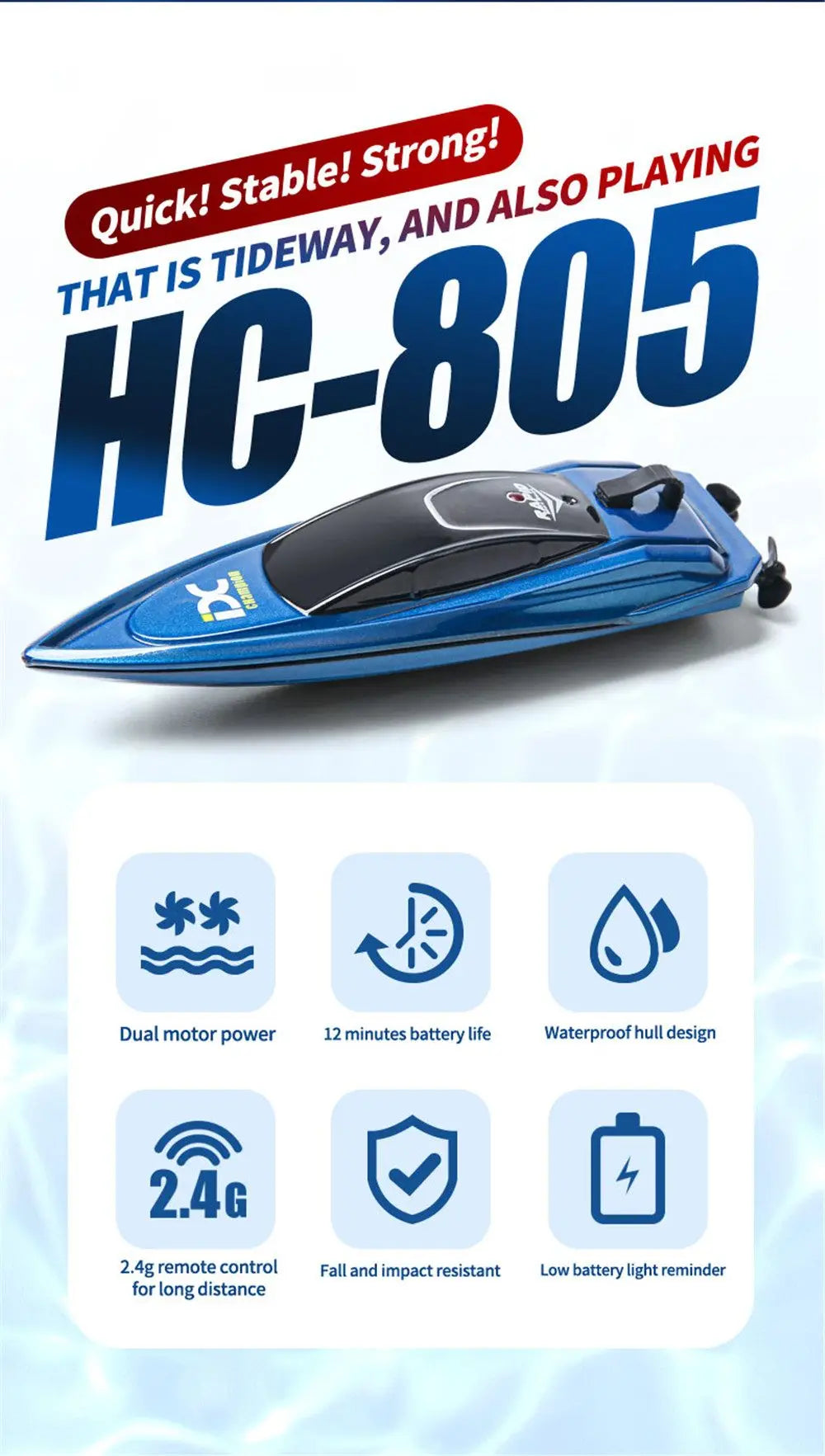 2.4G Mini Electric Racing Speedboat Remote Controlled Dual Motor RC Boat 10km/h High Speed Ship Summer Water Pool Kids Toy