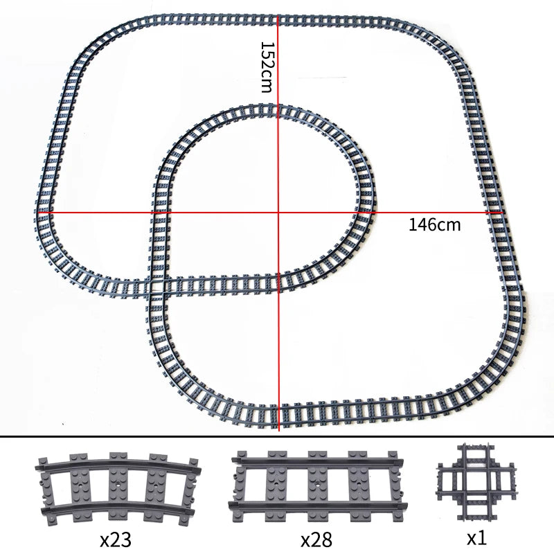 City High-tech Trains Flexible Tracks Forked Straight Curved Rails Crossing Switch Building Block Bricks Creative Toys for kids