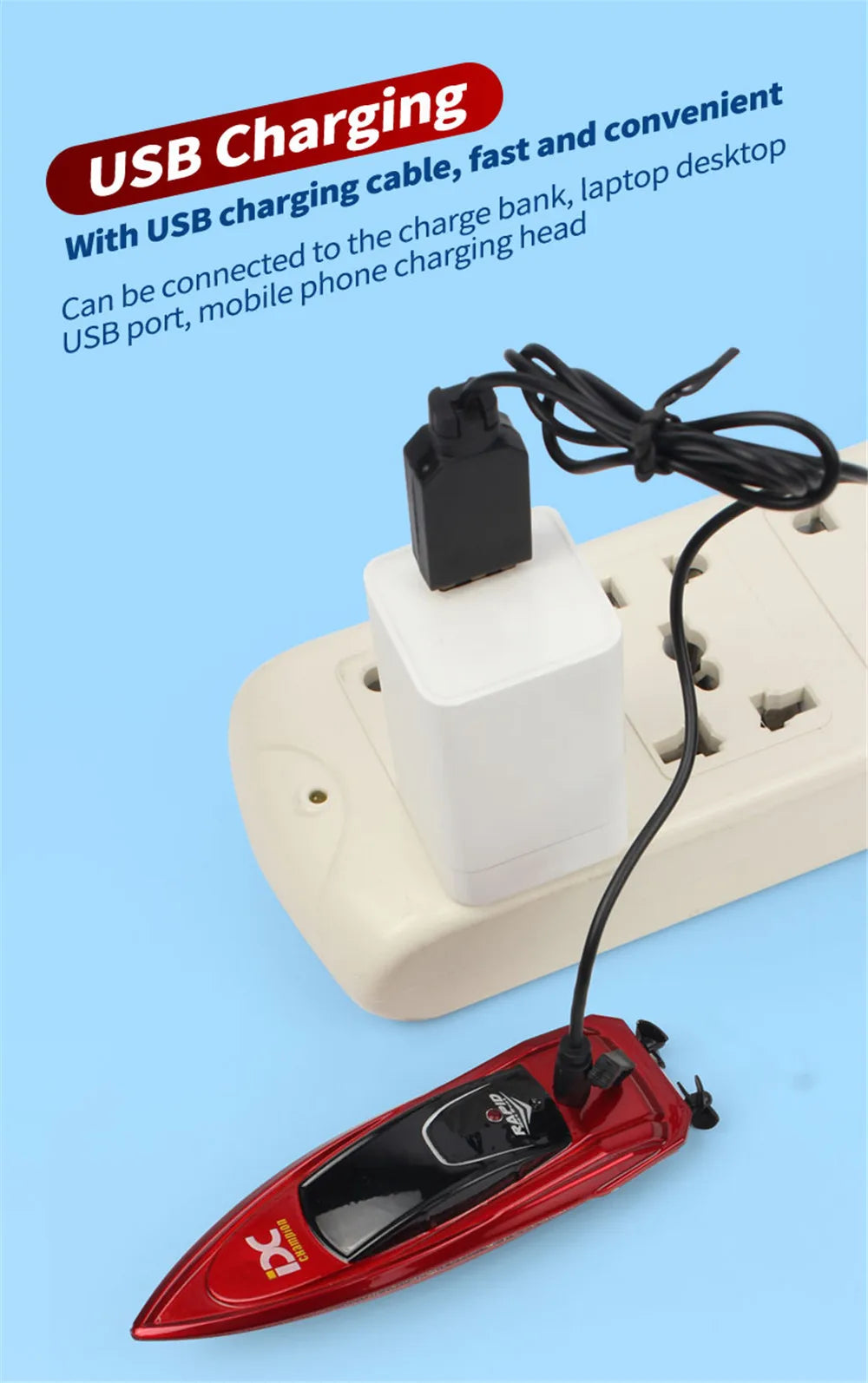 2.4G Mini Electric Racing Speedboat Remote Controlled Dual Motor RC Boat 10km/h High Speed Ship Summer Water Pool Kids Toy