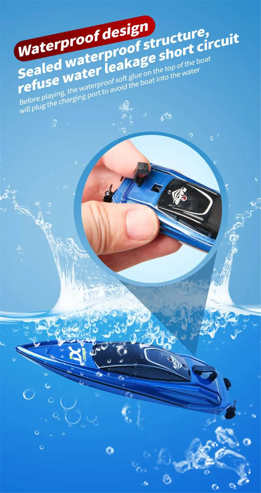 2.4G Mini Electric Racing Speedboat Remote Controlled Dual Motor RC Boat 10km/h High Speed Ship Summer Water Pool Kids Toy