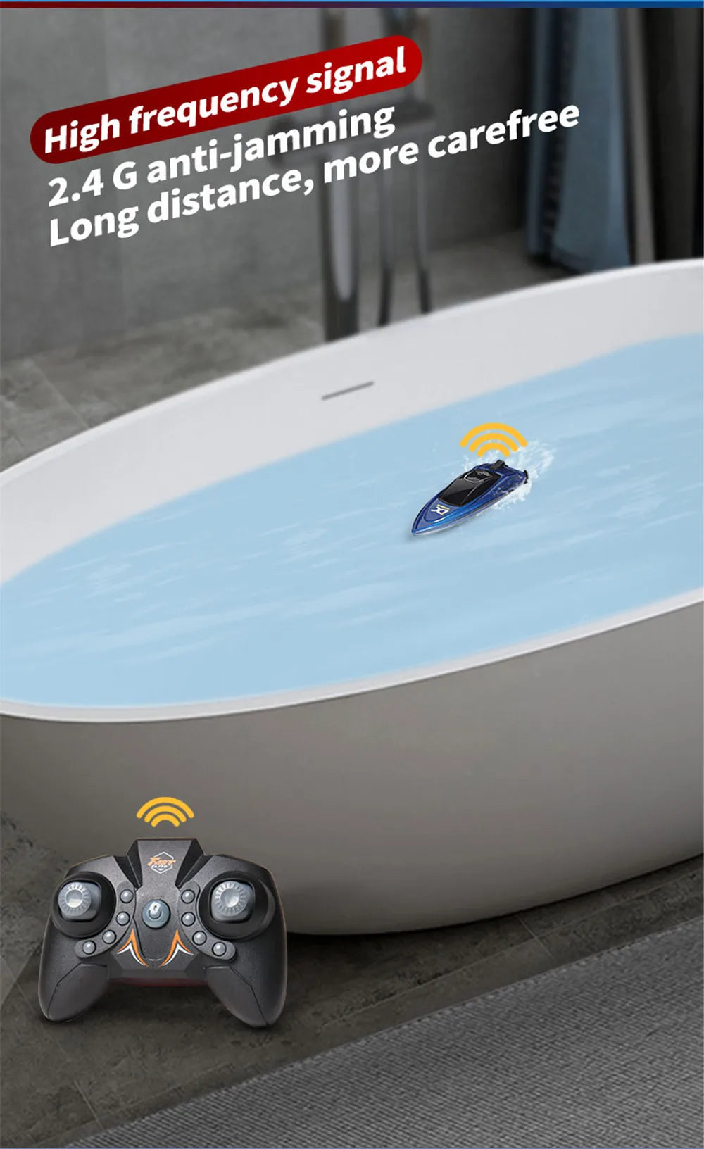 2.4G Mini Electric Racing Speedboat Remote Controlled Dual Motor RC Boat 10km/h High Speed Ship Summer Water Pool Kids Toy