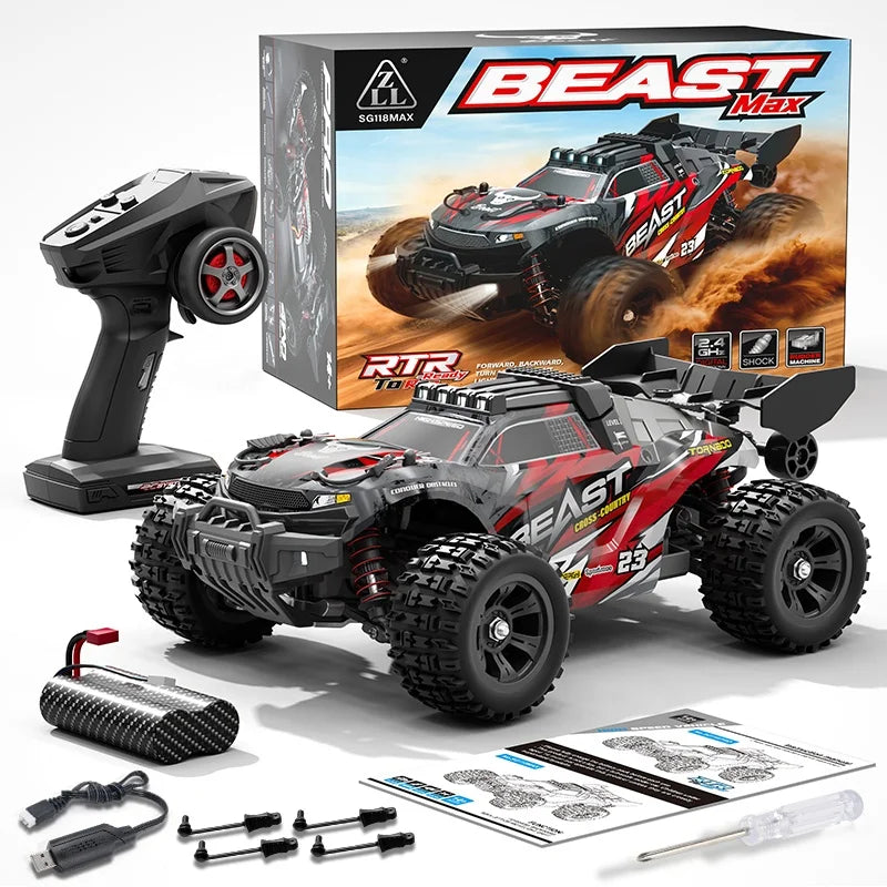 2025 BEAST SG118 Pro 1/16 Fast Cars 2.4G Remote Control Racing Toys for Kids Sport High Speed RC Car 4x4 60KM/H Gyro