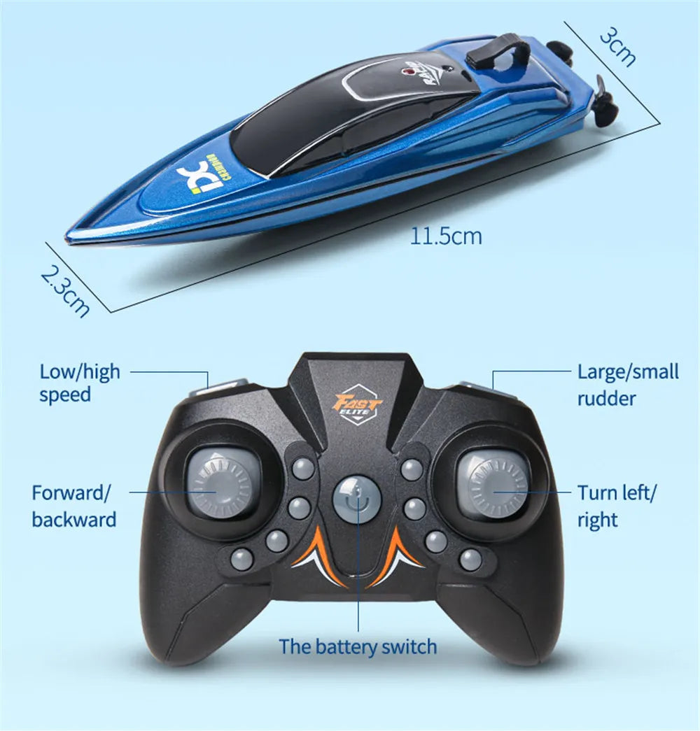 2.4G Mini Electric Racing Speedboat Remote Controlled Dual Motor RC Boat 10km/h High Speed Ship Summer Water Pool Kids Toy