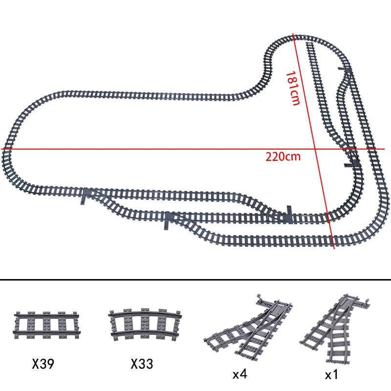 City High-tech Trains Flexible Tracks Forked Straight Curved Rails Crossing Switch Building Block Bricks Creative Toys for kids