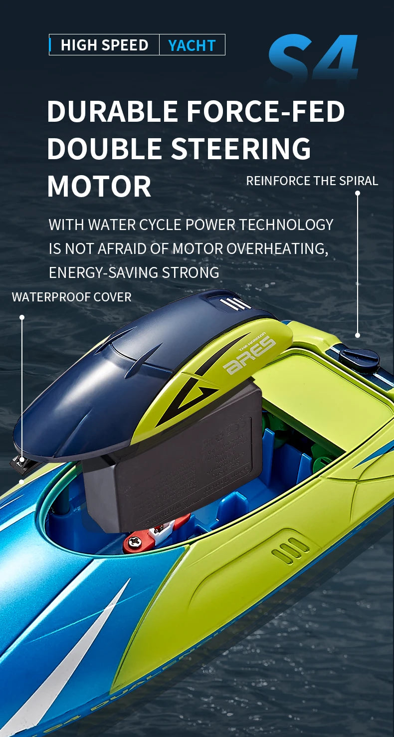 S4 Speedboat 2.4G High-Speed 15km/h Radio Remote Control Competitive Rowing Boat Charging Electric Water Toy for Boys Gift