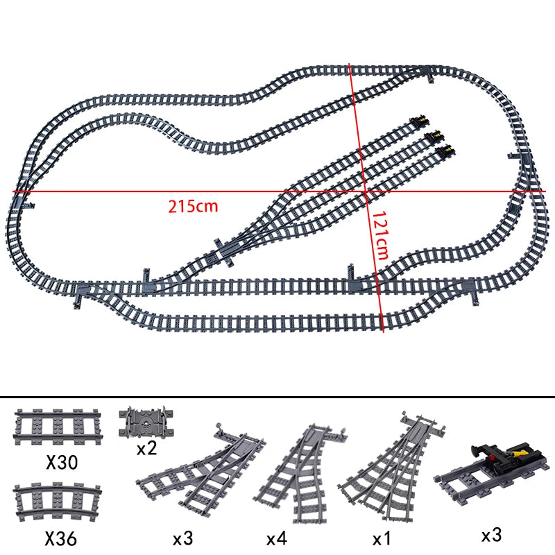 City High-tech Trains Flexible Tracks Forked Straight Curved Rails Crossing Switch Building Block Bricks Creative Toys for kids
