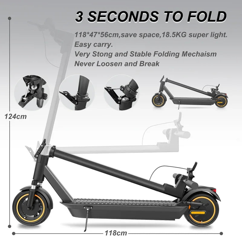 Electric Scooter: 500W Power, 35km/h Max Speed, APP-Enabled, Shock Absorption, Anti-Skid Tires, Foldable for Adult Use.