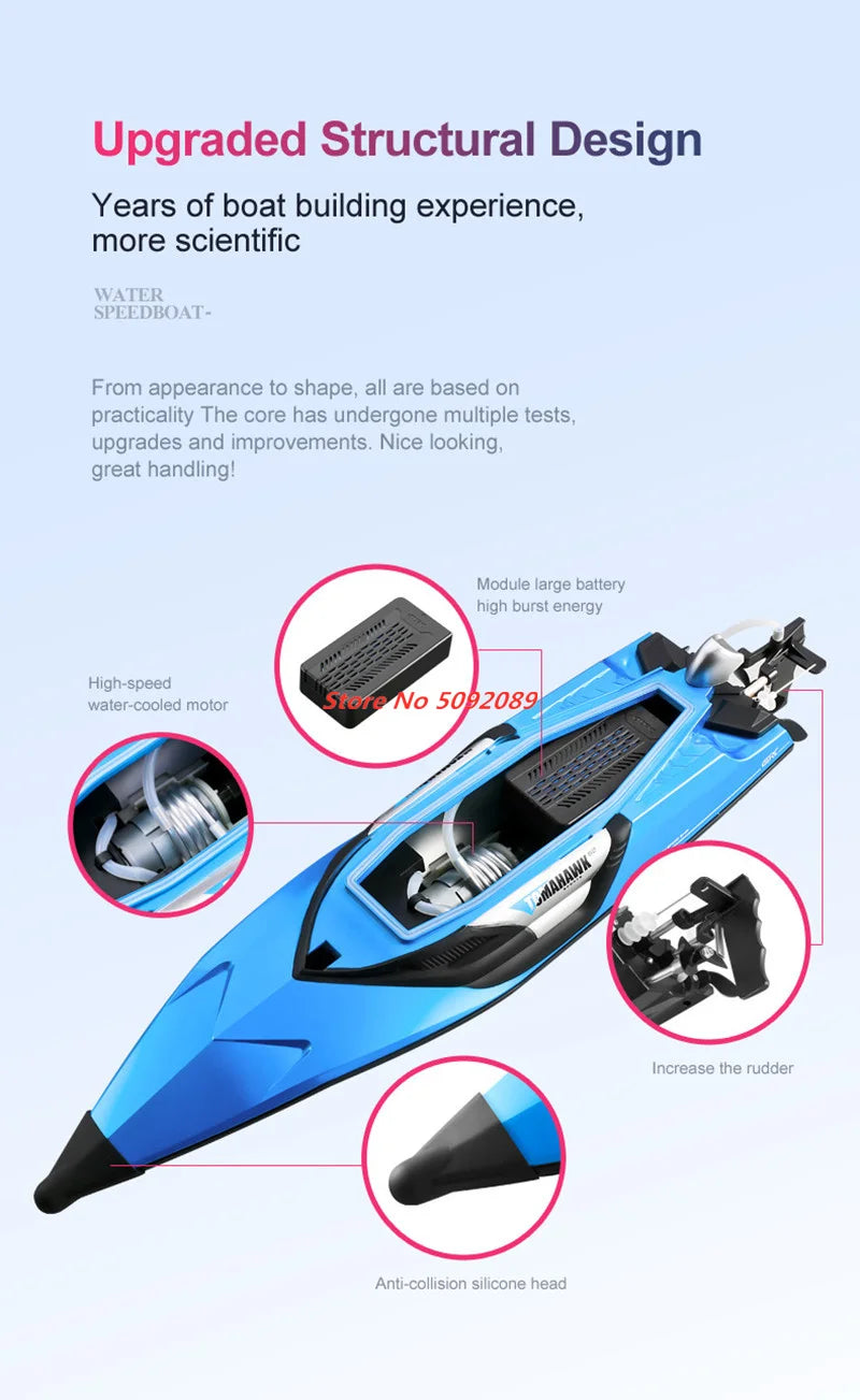 70KM/H High Speed 50CM Big 200M Remote Control Ship Boat Rowing Waterproof Capsize Reset RC Racing Boat Speedboat Add Carry Bag