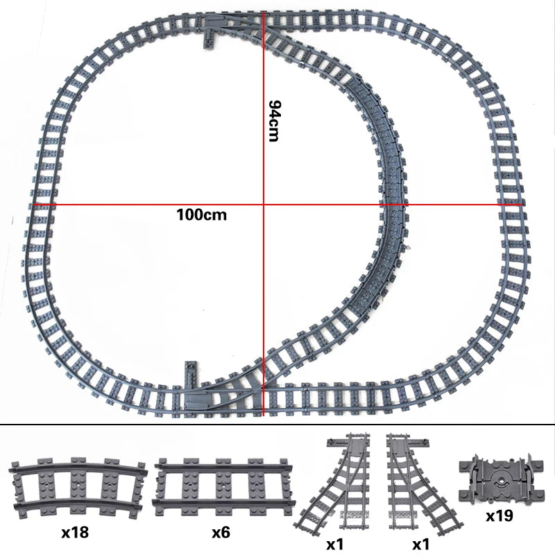 City High-tech Trains Flexible Tracks Forked Straight Curved Rails Crossing Switch Building Block Bricks Creative Toys for kids