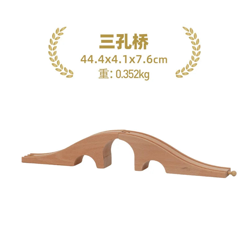 Wooden Train Tracks Accessories set Wood Railway Tracks Wooden Bridge Tunnel fit for Wood Tracks Toys Educational Toys