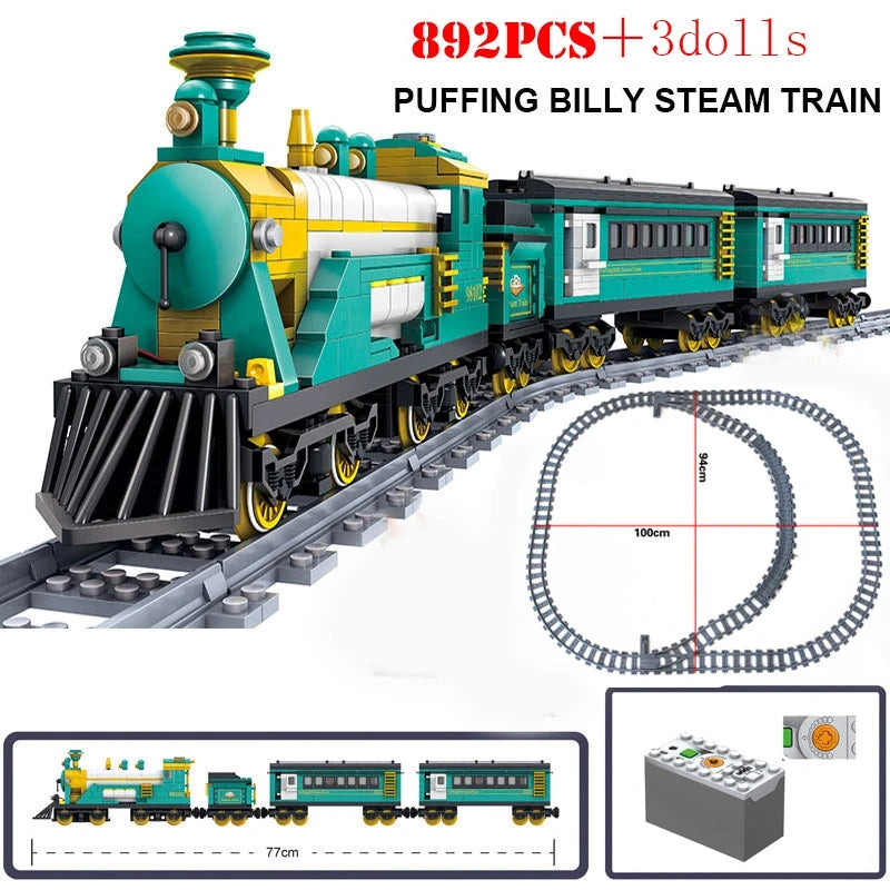 KAZI High-Tech Battery Powered Electric City passenger High Speed Train Rail Track sets Building Blocks Bricks kids DIY Toys