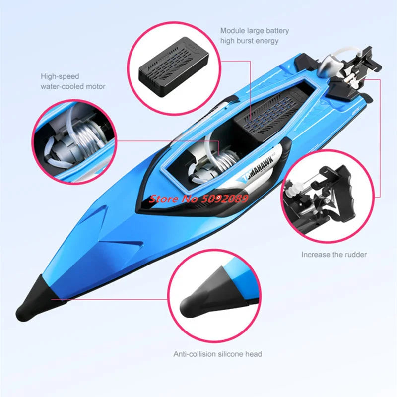 70KM/H High Speed 50CM Big 200M Remote Control Ship Boat Rowing Waterproof Capsize Reset RC Racing Boat Speedboat Add Carry Bag