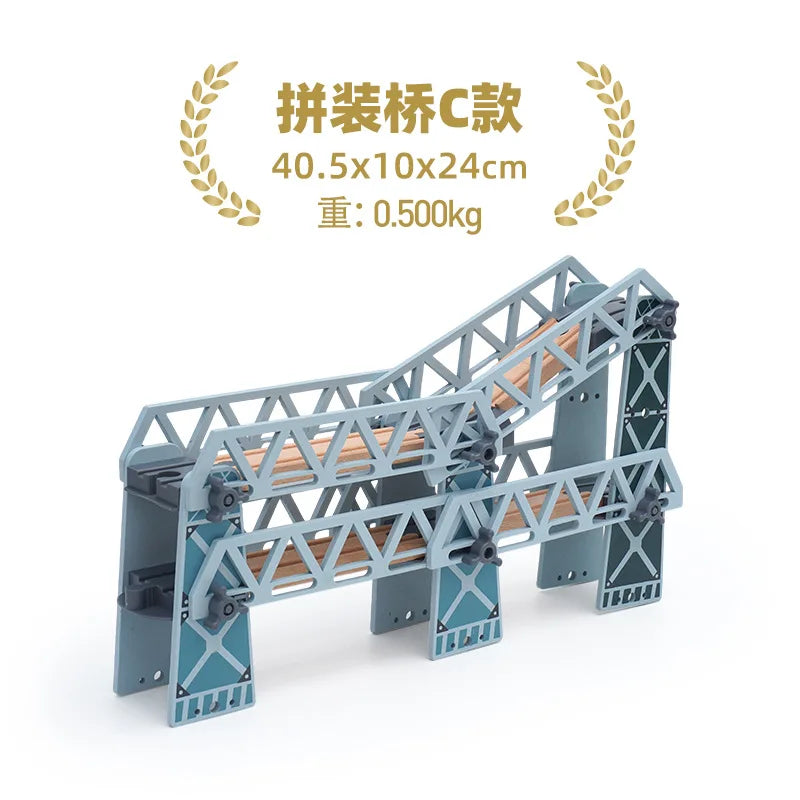 Wooden Train Tracks Accessories set Wood Railway Tracks Wooden Bridge Tunnel fit for Wood Tracks Toys Educational Toys