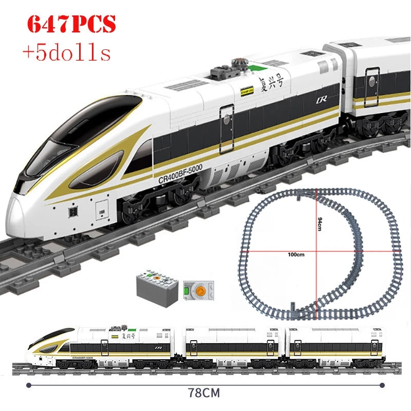 KAZI High-Tech Battery Powered Electric City passenger High Speed Train Rail Track sets Building Blocks Bricks kids DIY Toys