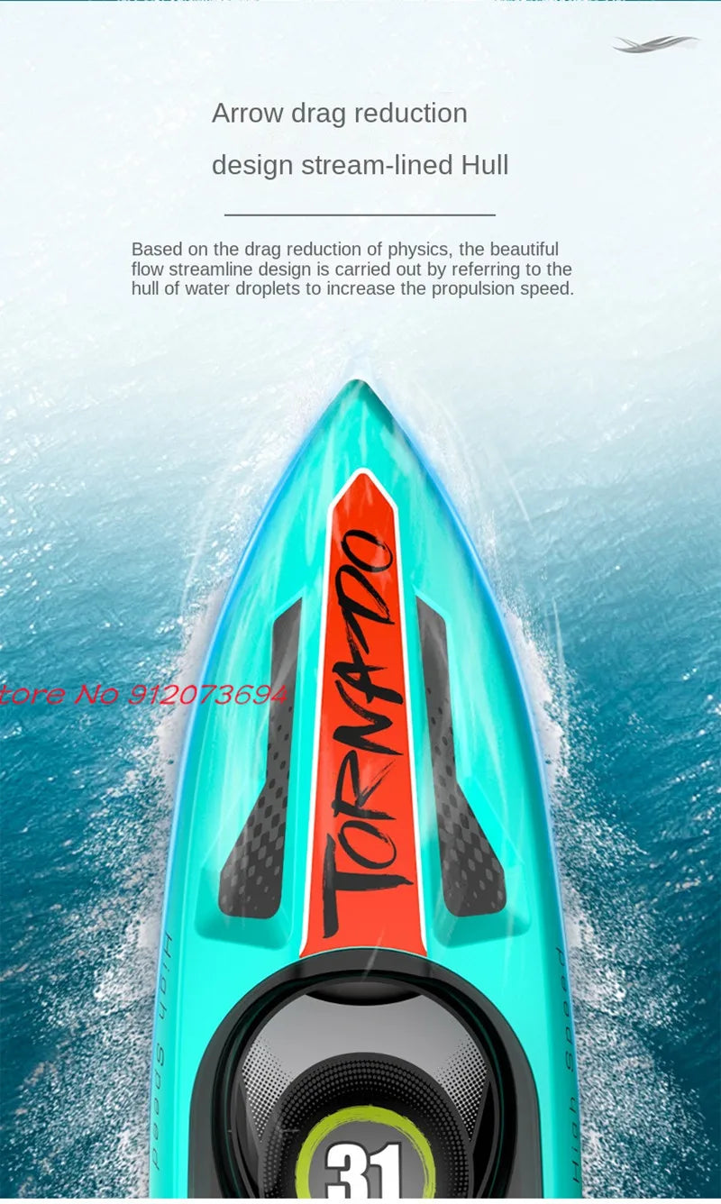 Waterproof Radio Control Electric Large Racing Speedboat Toy 80KM/H 200M 360° Turn LED Night Light Brushless High Speed RC Boat