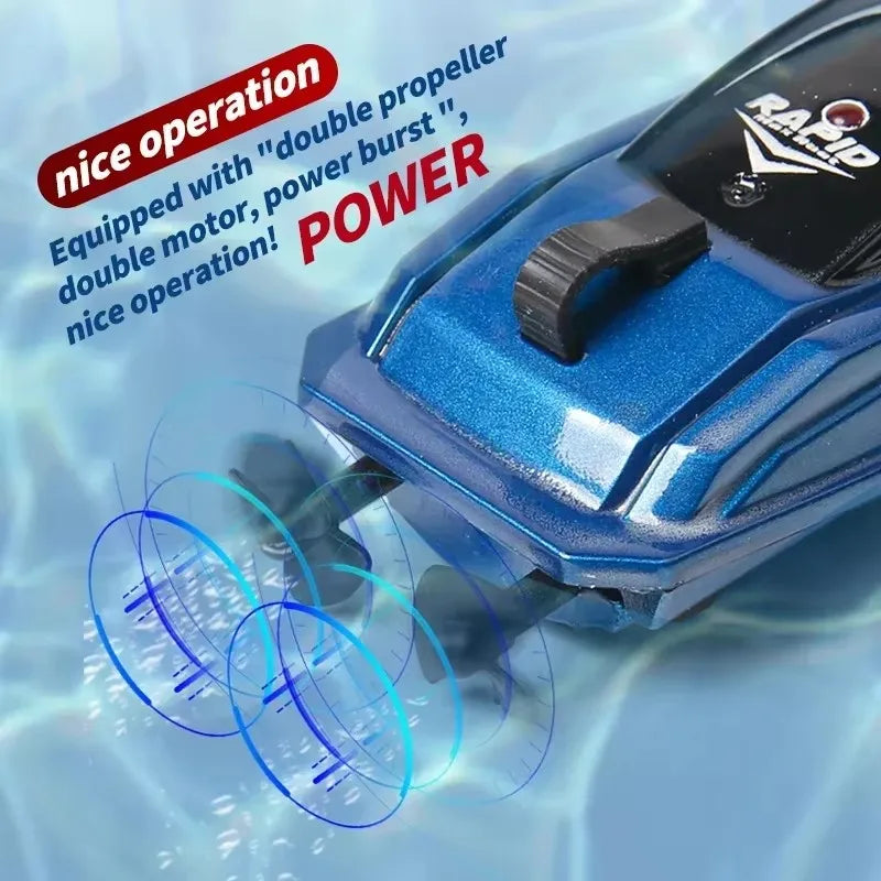 2.4G Mini Electric Racing Speedboat Remote Controlled Dual Motor RC Boat 10km/h High Speed Ship Summer Water Pool Kids Toy