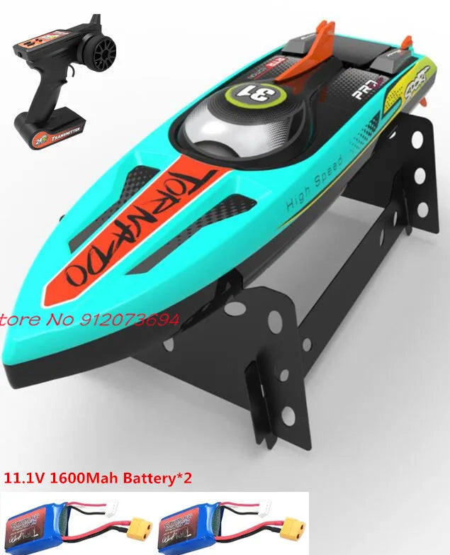 Waterproof Radio Control Electric Large Racing Speedboat Toy 80KM/H 200M 360° Turn LED Night Light Brushless High Speed RC Boat