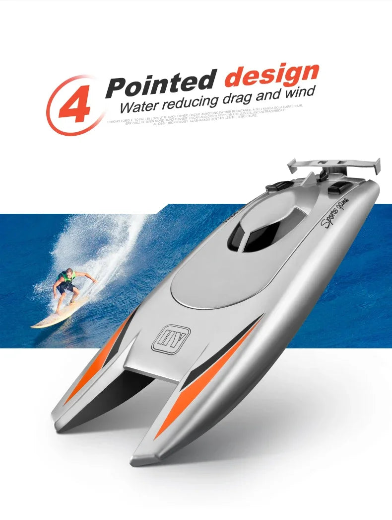 2.4G RC Boat 30KM/H High Speed Dual Motor 2CH Waterproof Remote Control Racing Ship Toy - 20Mins Battery for Kids & Adults