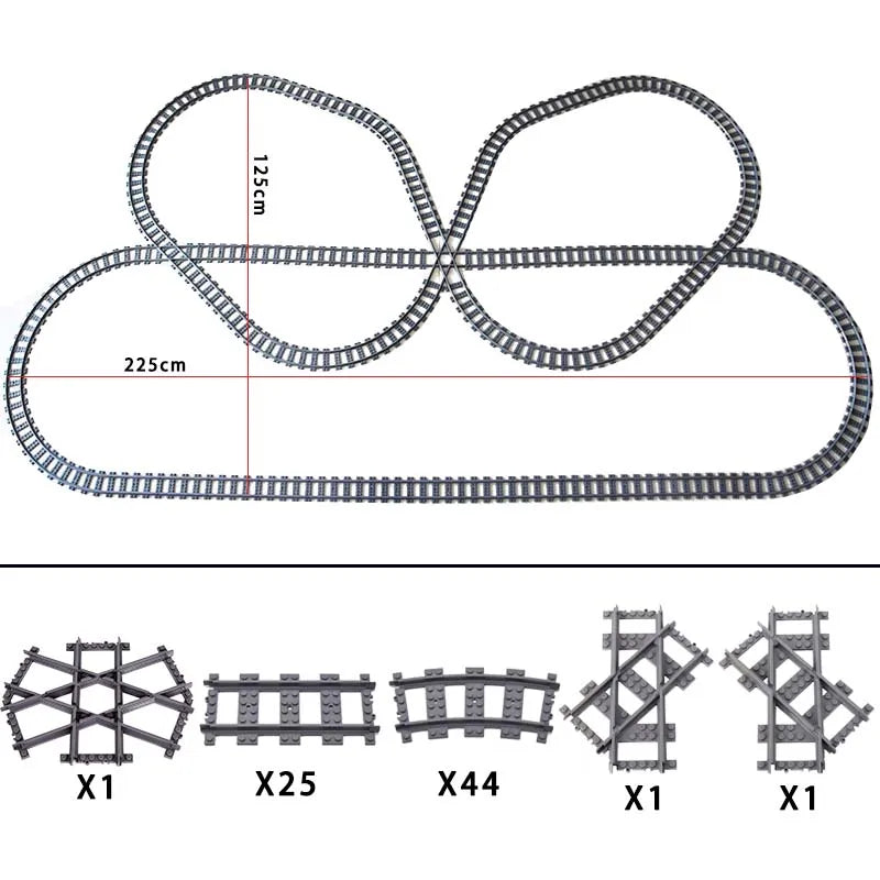 City High-tech Trains Flexible Tracks Forked Straight Curved Rails Crossing Switch Building Block Bricks Creative Toys for kids