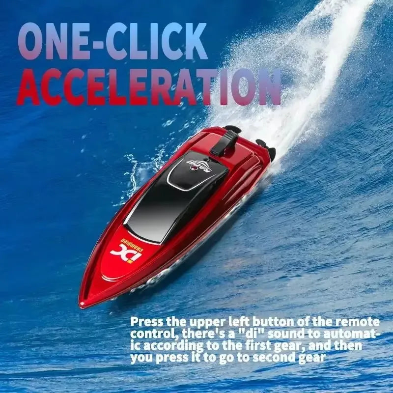 2.4G Mini Electric Racing Speedboat Remote Controlled Dual Motor RC Boat 10km/h High Speed Ship Summer Water Pool Kids Toy