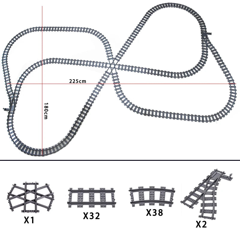 City High-tech Trains Flexible Tracks Forked Straight Curved Rails Crossing Switch Building Block Bricks Creative Toys for kids