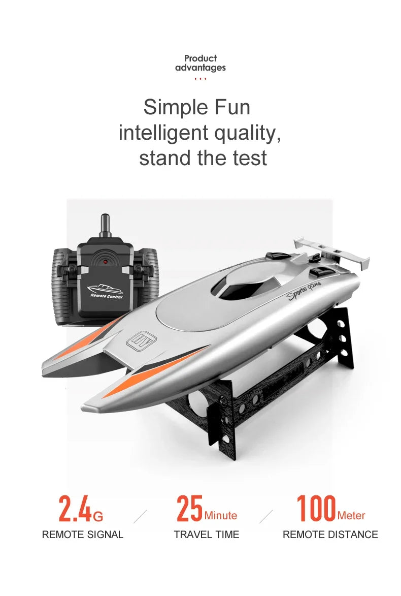 2.4G Radio Rc Boat 30Km/h Racing Boat High Speed Speedboat 20Mins Battery 2 Ch Dual Motor Waterproof Remote Control Ship Toy Boy