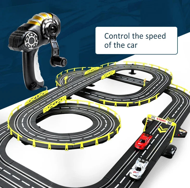 1/43 Electric Rail Car Double Remote Control Car Racing Track Toy Autorama Circuit Voiture Electric Railway Slot Race Car Toy