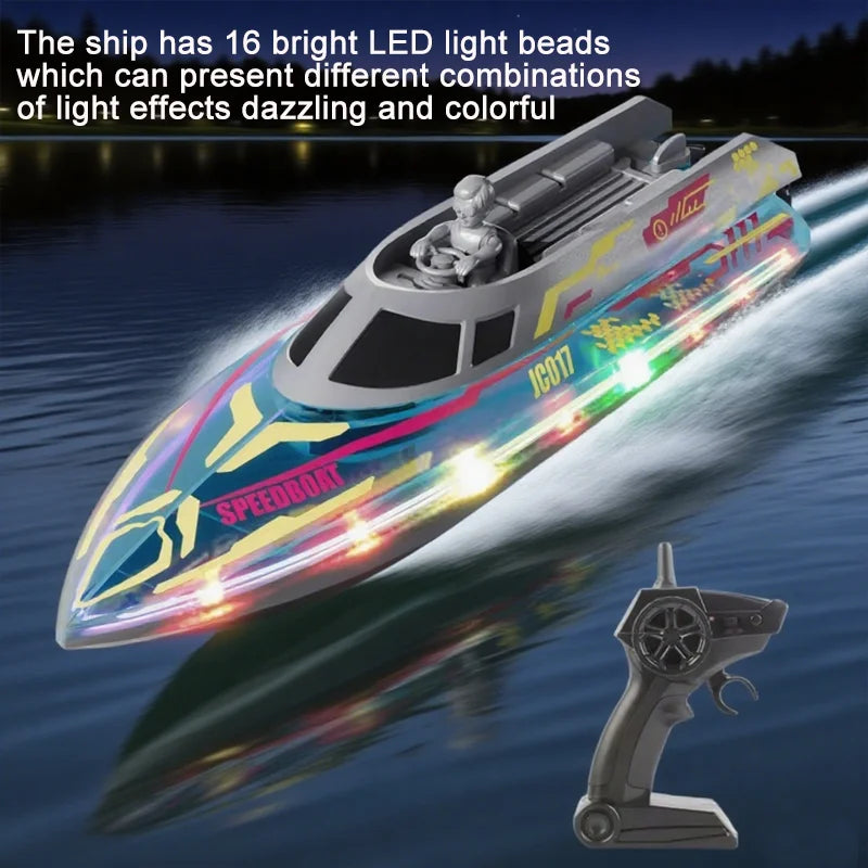 2025 JC017 RC Boat High Speed 2.4GHz Waterproof Electric Racing Toy 15 km/h Remote Control Boat for Boys Kids Teen Gift