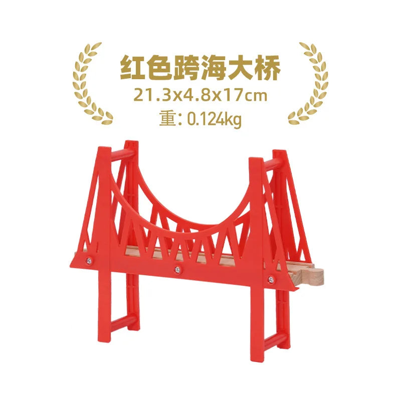 Wooden Train Tracks Accessories set Wood Railway Tracks Wooden Bridge Tunnel fit for Wood Tracks Toys Educational Toys