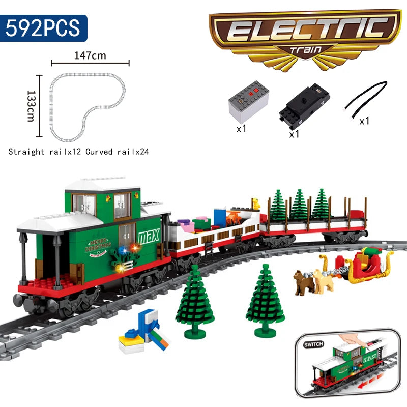 KAZI High-Tech Battery Powered Electric City passenger High Speed Train Rail Track sets Building Blocks Bricks kids DIY Toys