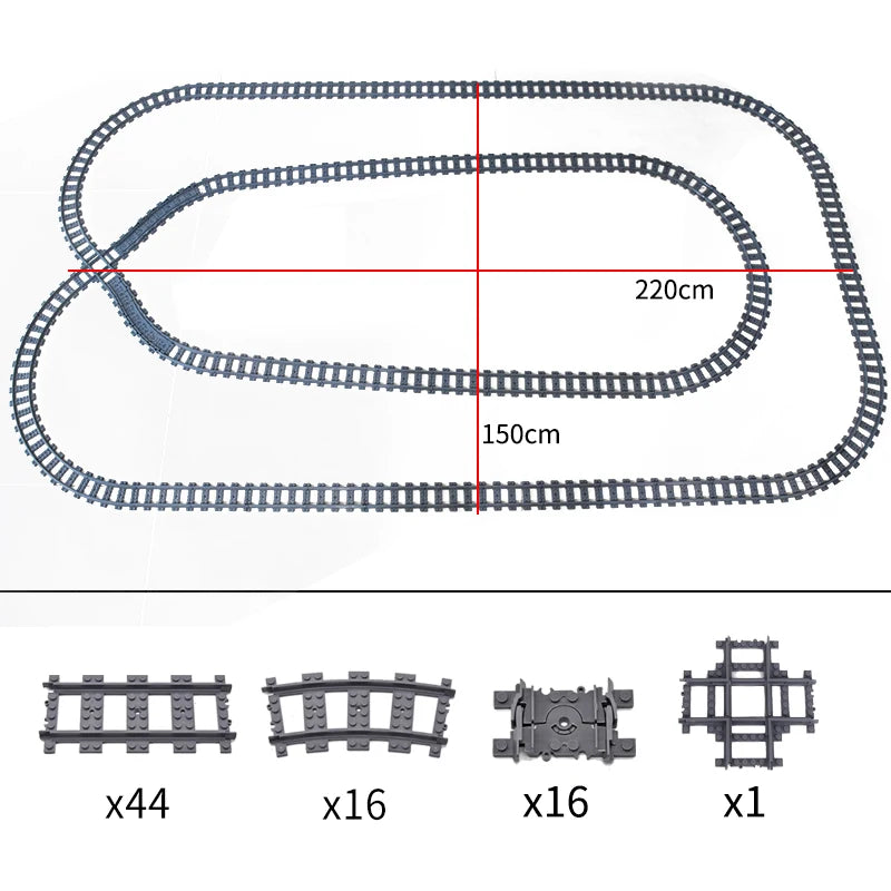 City High-tech Trains Flexible Tracks Forked Straight Curved Rails Crossing Switch Building Block Bricks Creative Toys for kids