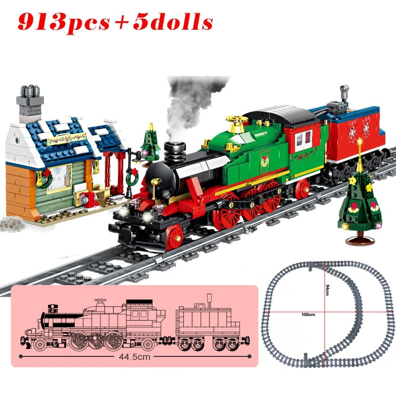 KAZI High-Tech Battery Powered Electric City passenger High Speed Train Rail Track sets Building Blocks Bricks kids DIY Toys