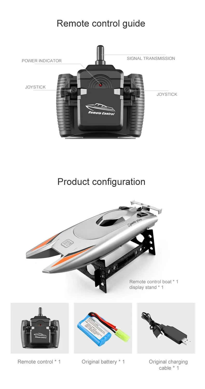 2.4G Radio Rc Boat 30Km/h Racing Boat High Speed Speedboat 20Mins Battery 2 Ch Dual Motor Waterproof Remote Control Ship Toy Boy