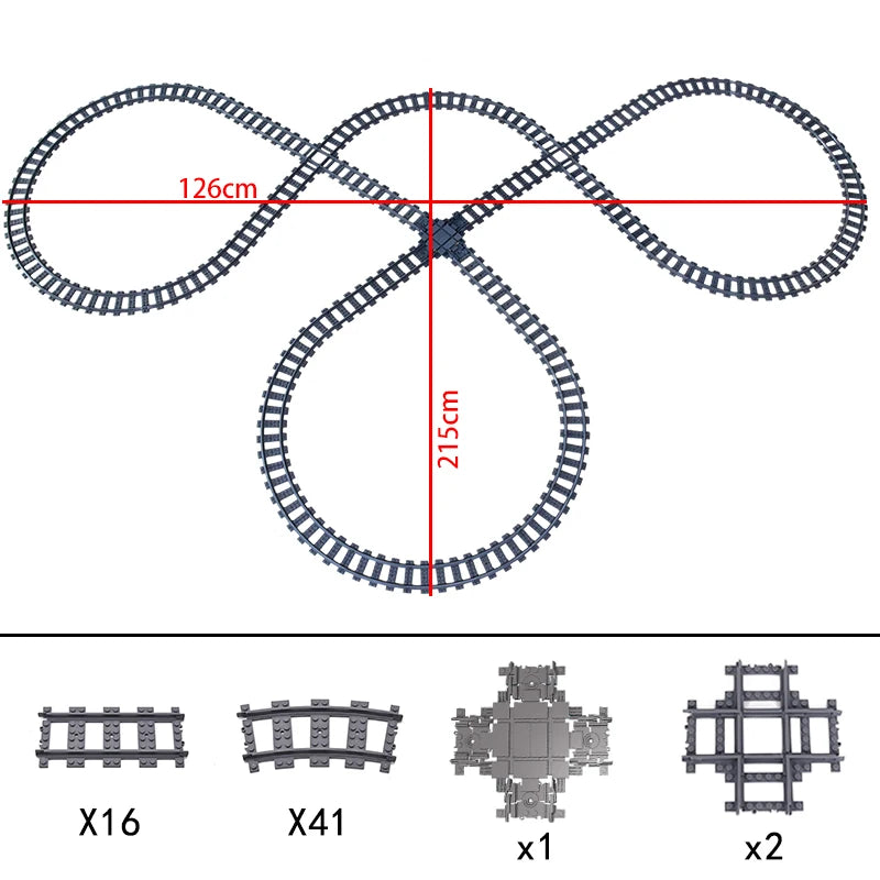 City High-tech Trains Flexible Tracks Forked Straight Curved Rails Crossing Switch Building Block Bricks Creative Toys for kids