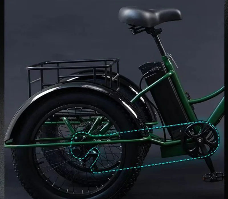 48V 750W Electric Bike For Man Powerful 24 Inch Fat Tire Bike All Terrain Electric Tricycles 3 Wheels for Adults Elderly
