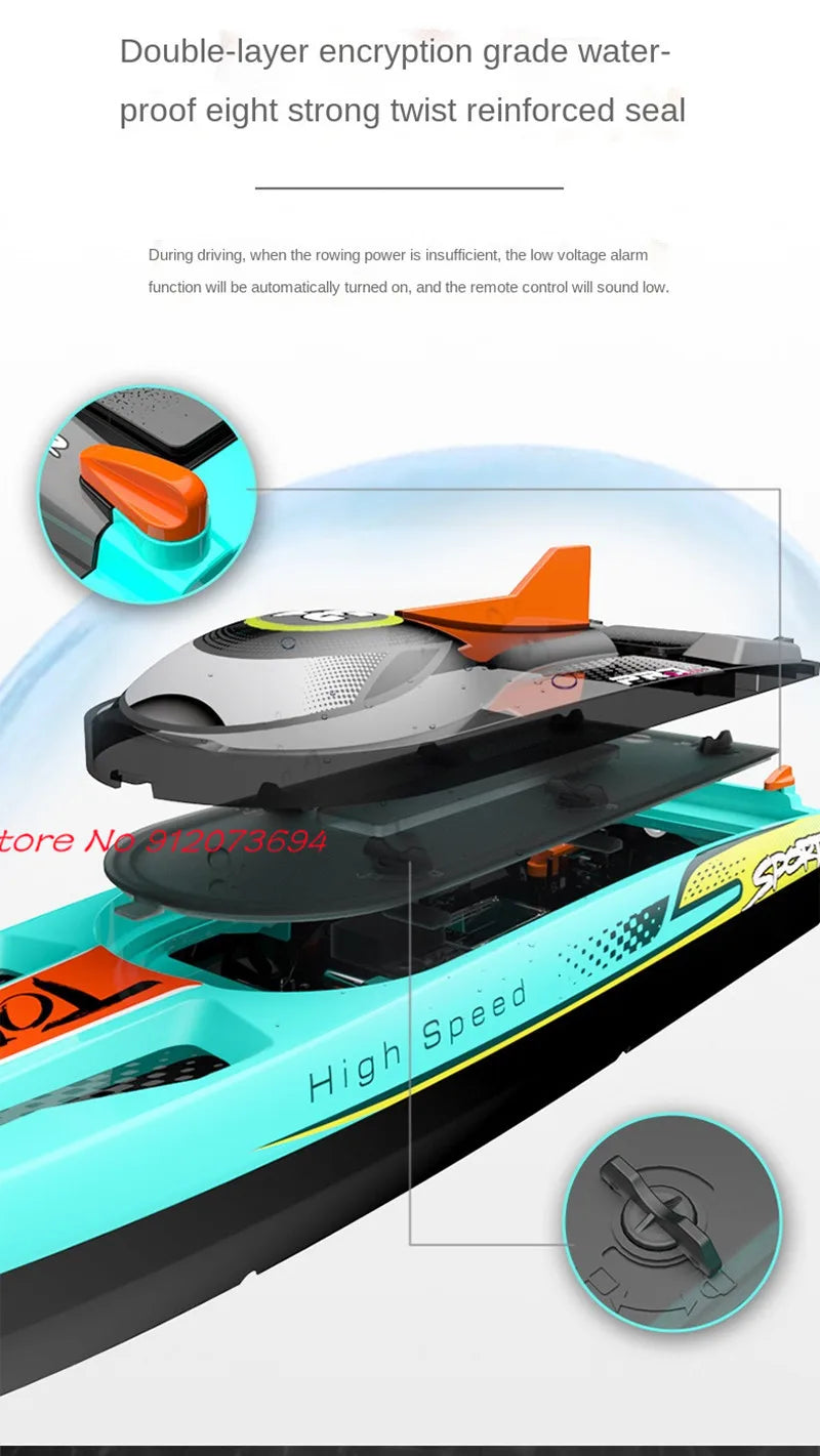 Waterproof Radio Control Electric Large Racing Speedboat Toy 80KM/H 200M 360° Turn LED Night Light Brushless High Speed RC Boat