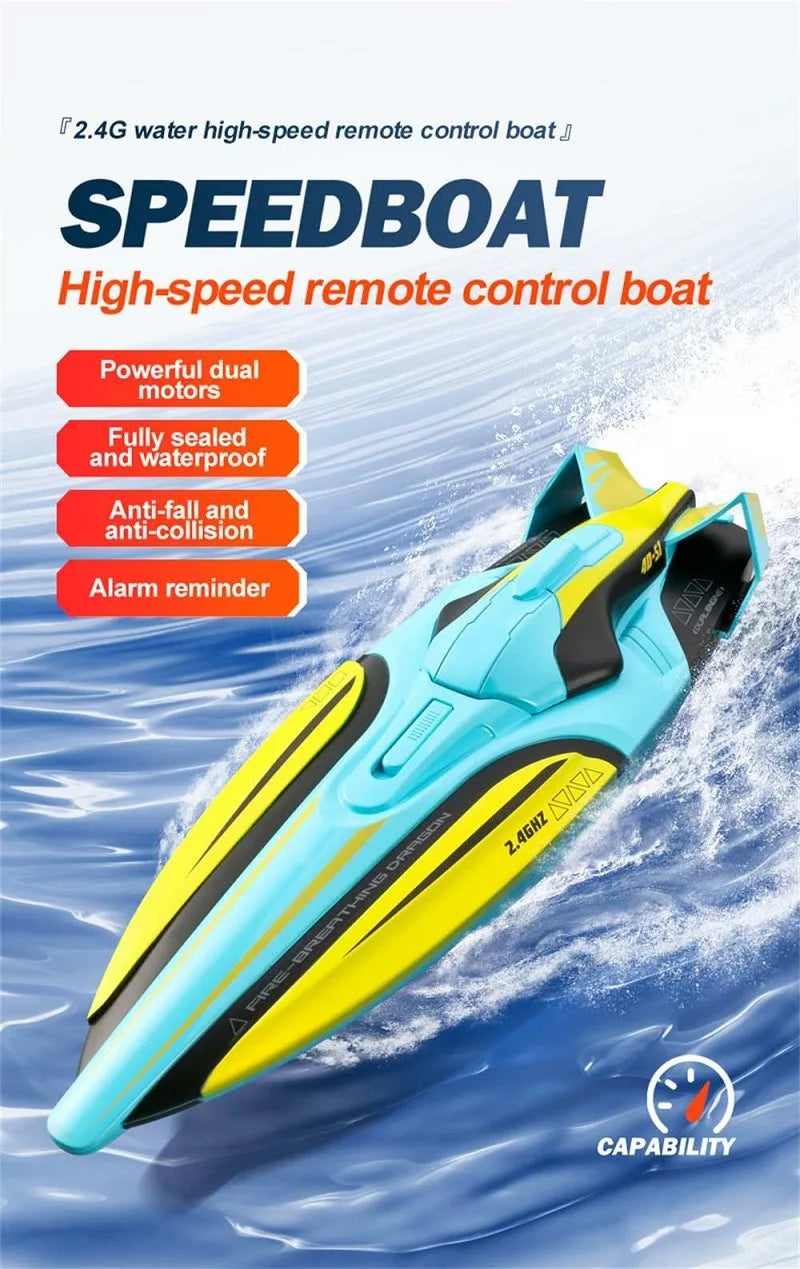 S1 2.4G High-speed Remote Control Speedboat 30 Km/h Waterproof Electric Remote Control Rowing Double Propoler Children's Gift