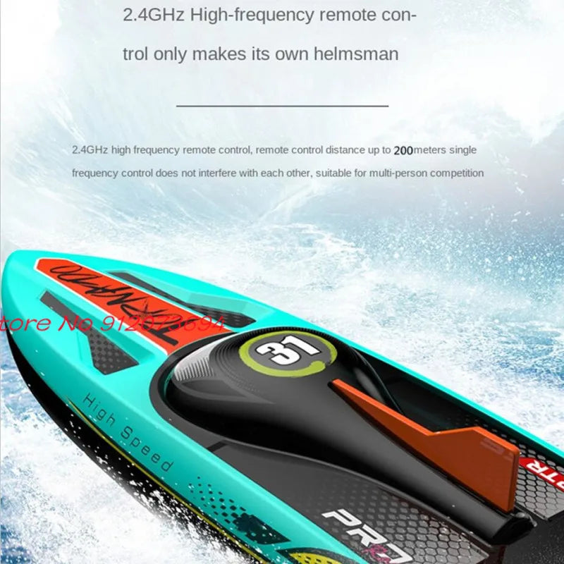 Waterproof Radio Control Electric Large Racing Speedboat Toy 80KM/H 200M 360° Turn LED Night Light Brushless High Speed RC Boat