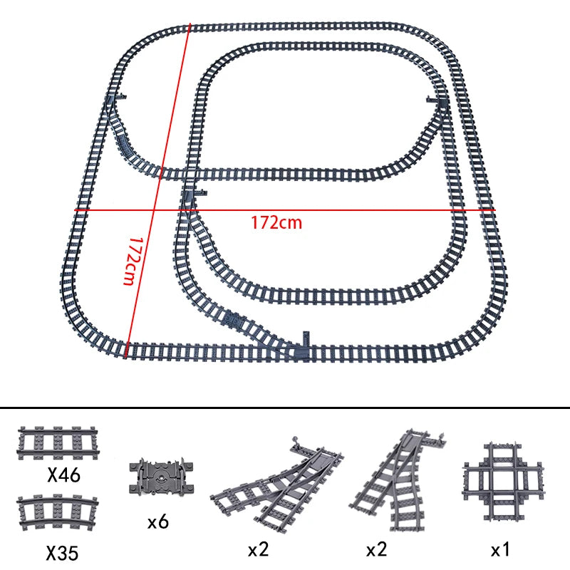 City High-tech Trains Flexible Tracks Forked Straight Curved Rails Crossing Switch Building Block Bricks Creative Toys for kids