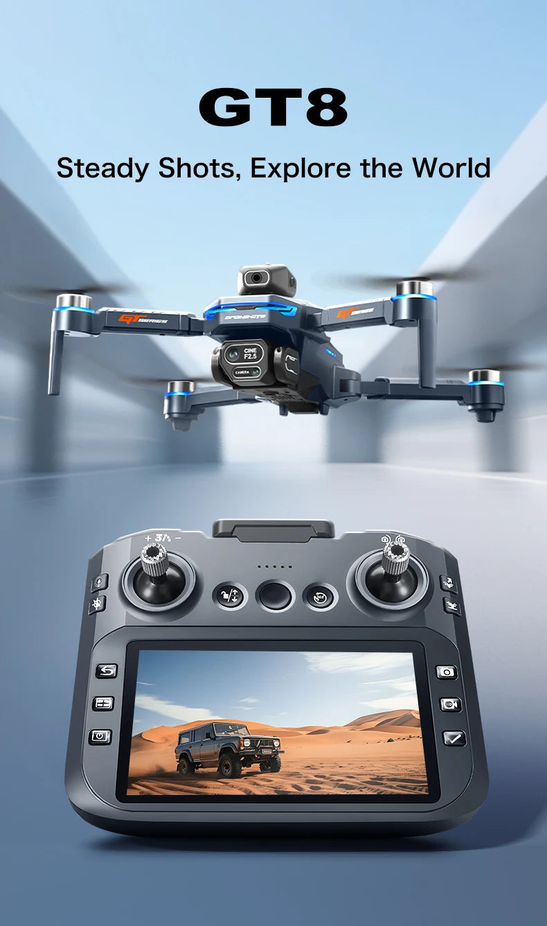 2025 New GT8 Drone GPS 8K Professional HD 360° Dual Cameras 5G WIFI Brushless Motors Obstacle Avoidance Foldable Quadcopter Toys