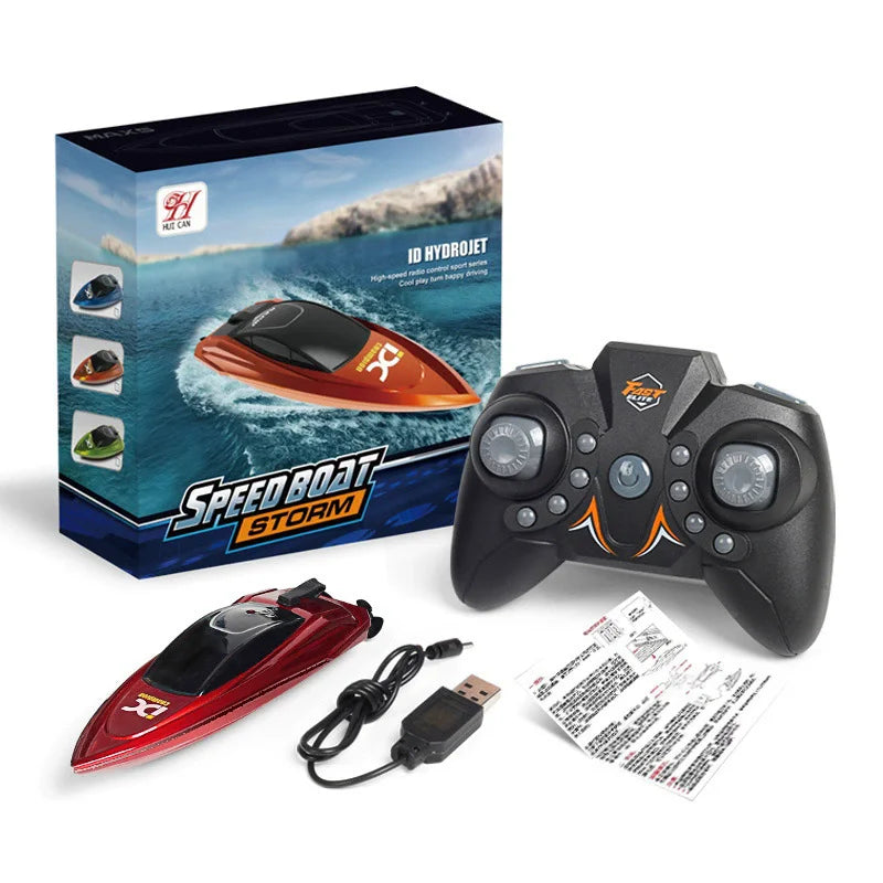 2.4G Mini Electric Racing Speedboat Remote Controlled Dual Motor RC Boat 10km/h High Speed Ship Summer Water Pool Kids Toy