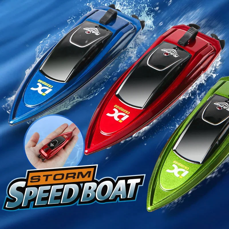 2.4G Mini Electric Racing Speedboat Remote Controlled Dual Motor RC Boat 10km/h High Speed Ship Summer Water Pool Kids Toy