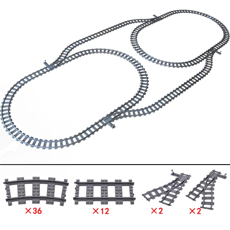 City High-tech Trains Flexible Tracks Forked Straight Curved Rails Crossing Switch Building Block Bricks Creative Toys for kids