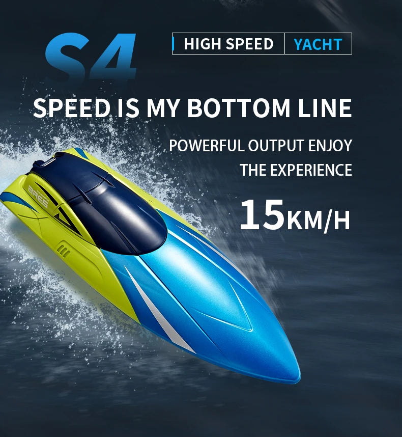 S4 Speedboat 2.4G High-Speed 15km/h Radio Remote Control Competitive Rowing Boat Charging Electric Water Toy for Boys Gift