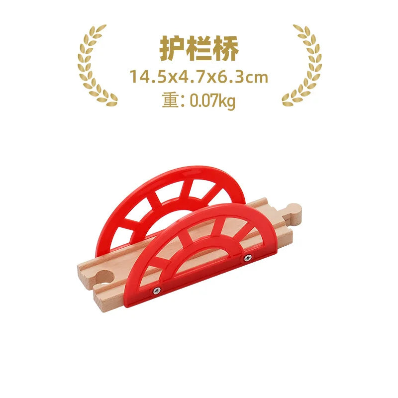 Wooden Train Tracks Accessories set Wood Railway Tracks Wooden Bridge Tunnel fit for Wood Tracks Toys Educational Toys