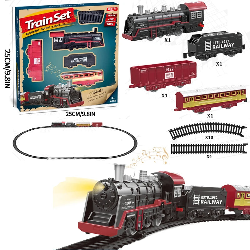Electric Train Rail Car Simulation Retro Model Train High Speed Rail Toy Boy Set