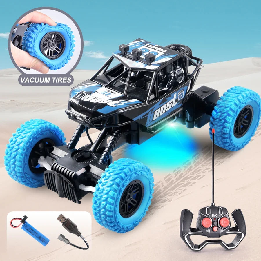 Remote Control Off Road Toy Car Colorful Flashing Lights Rubber Wheels Christmas Gift for Children