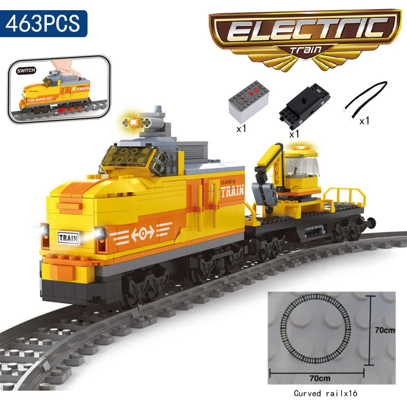 KAZI High-Tech Battery Powered Electric City passenger High Speed Train Rail Track sets Building Blocks Bricks kids DIY Toys