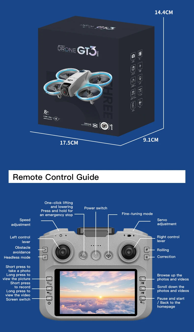 GT3 MAX Mini Drone 5G GPS Professional 8K HD Aerial Photography Remote Control Aircraft HD Dual Camera Quadcopter boy Toys Gifts